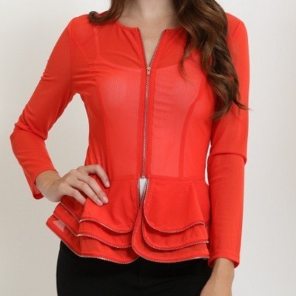 Mesh Peplum Top/Jacket